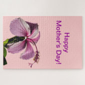 ピンクのハイビスカスの花　横から見た母の日のプレゼント ジグソーパズル (横)