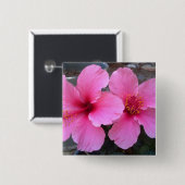 ピンクのハイビスカスの花 缶バッジ (正面&裏面)