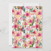 ピンクのハイビスカスの花 赤ちゃんが咲いたよ ベビーシャワー 招待状 (裏面)