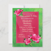 ピンクのハイビスカスの誕生日のルアウ（ハワイ式宴会）の招待状 招待状 (裏面)