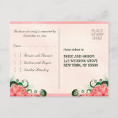 ピンクのハイビスカスエレガントフローラRSVP返信はがき インビテーションポストカード (裏面)