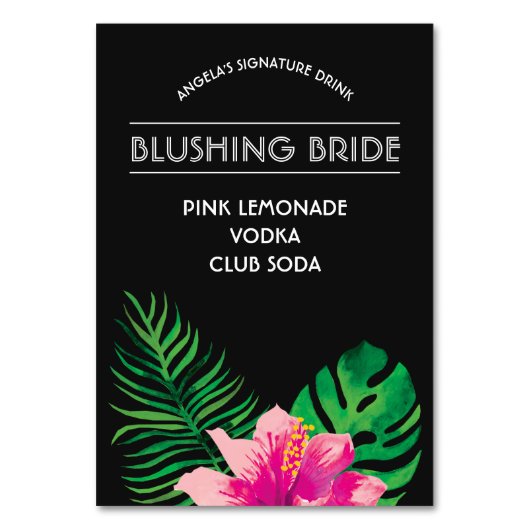 ピンクのハイビスカスシグネチャードリンク テーブルナンバー (正面)