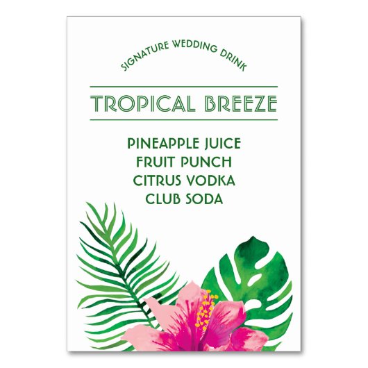 ピンクのハイビスカスシグネチャードリンク テーブルナンバー (正面)