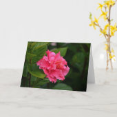 ピンクのハイビスカストロピカルフラワーノートカード カード (黄色い花)