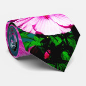ピンクのハイビスカスネクタイ ネクタイ (ロール)