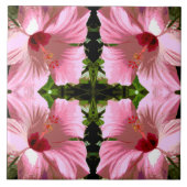 ピンクのハイビスカスパターン タイル (正面)