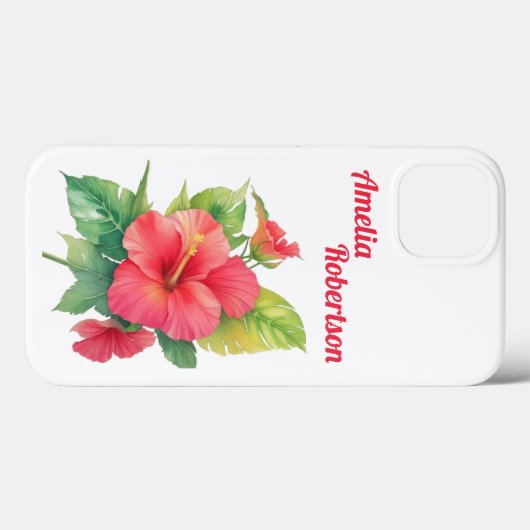 ピンクのハイビスカスパーソナライズされたフラワーフォンケース Case-Mate iPhoneケース (裏面 (横))