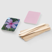 ピンクのハイビスカスフラワーとブルービーチコテージファン ハンドファン (組立なし)