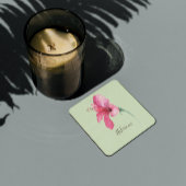 ピンクのハイビスカスフラワーウォーター色 スクエアペーパーコースター