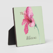 ピンクのハイビスカスフラワーウォーター色 フォトプラーク (正面)