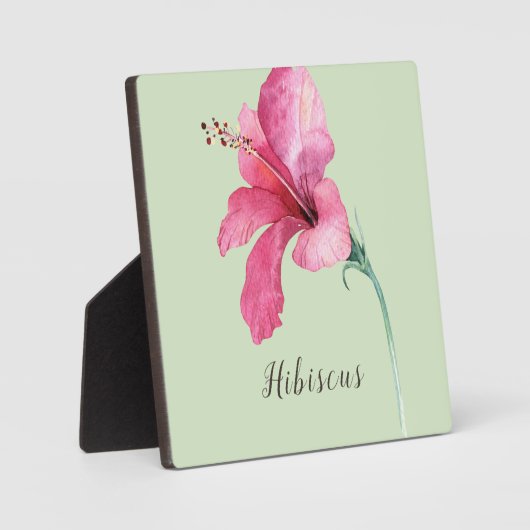 ピンクのハイビスカスフラワーウォーター色 フォトプラーク (正面)