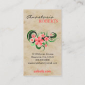 ピンクのハイビスカスフラワーズフローラ名刺 名刺 (裏面)