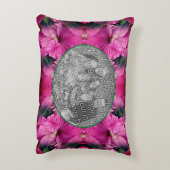 ピンクのハイビスカスフラワーフレーム自分の写真を作成 アクセントクッション (裏面(縦))