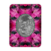 ピンクのハイビスカスフラワーフレーム自分の写真を作成 マグネット (縦)