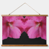 ピンクのハイビスカスフラワーミラー抽象芸術 吊り下げ型タペストリー (正面)