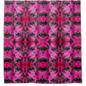 ピンクのハイビスカスフラワー乗算抽象芸術パターン シャワーカーテン (正面)