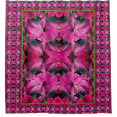 ピンクのハイビスカスフラワー乗算抽象芸術 シャワーカーテン (正面)