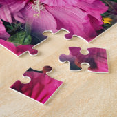 ピンクのハイビスカスフラワー乗算抽象芸術 ジグソーパズル (側面)