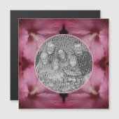 ピンクのハイビスカスフラワー独自のフォトマグネットを作成 (正面/裏面)