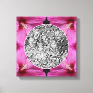 ピンクのハイビスカスフラワー自分の写真を作成 キャンバスプリント