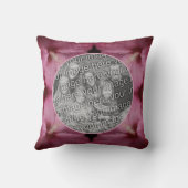 ピンクのハイビスカスフラワー自分の写真を作成 クッション (裏面)