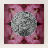 ピンクのハイビスカスフラワー自分の写真を作成 ジグソーパズル (横)