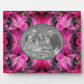 ピンクのハイビスカスフラワー自分の写真を作成 フォトプラーク (正面)