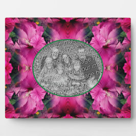 ピンクのハイビスカスフラワー自分の写真を作成 フォトプラーク