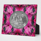 ピンクのハイビスカスフラワー自分の写真を作成 フォトプラーク (側面)