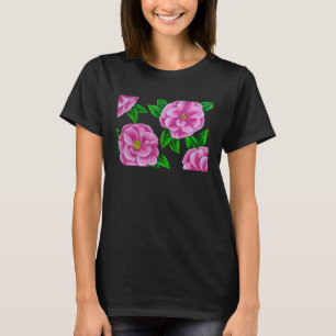 ピンクのハイビスカスフラワー Tシャツ