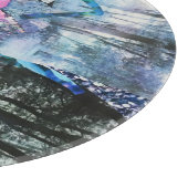 ピンクのハイビスカスブラックとホワイトのランドスケープコラージュ カッティングボード (角)