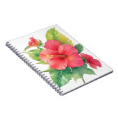 ピンクのハイビスカス水彩の花 ノートブック (右側)