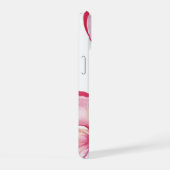 ピンクのハイビスカス水彩アート iPhone 15ケース (右側面)