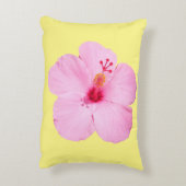 ピンクのハイビスカス熱帯花 アクセントクッション (裏面(縦))