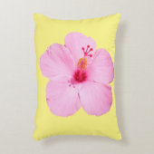 ピンクのハイビスカス熱帯花 アクセントクッション (正面(垂直))