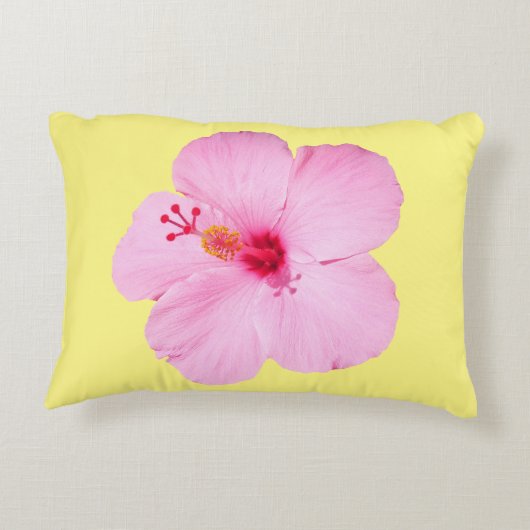 ピンクのハイビスカス熱帯花 アクセントクッション (裏面)