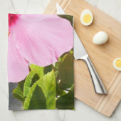 ピンクのハイビスカス熱帯花 キッチンタオル (四つ折り)