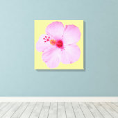 ピンクのハイビスカス熱帯花 キャンバスプリント (インサイチュ (ウッドフロア))