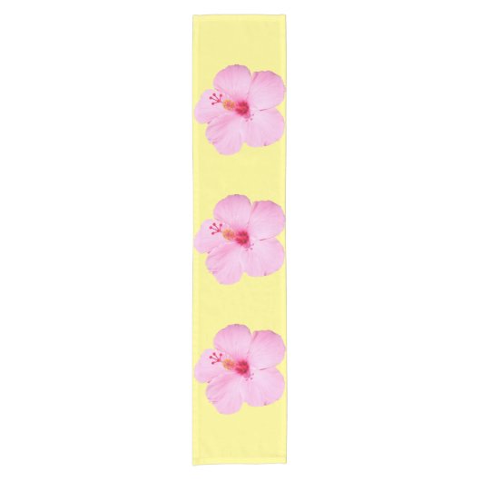 ピンクのハイビスカス熱帯花 ショートテーブルランナー (正面)