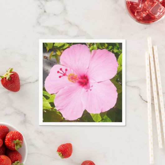 ピンクのハイビスカス熱帯花 スタンダードカクテルナプキン (インサイチュ)