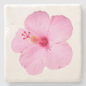 ピンクのハイビスカス熱帯花 ストーンコースター (正面)