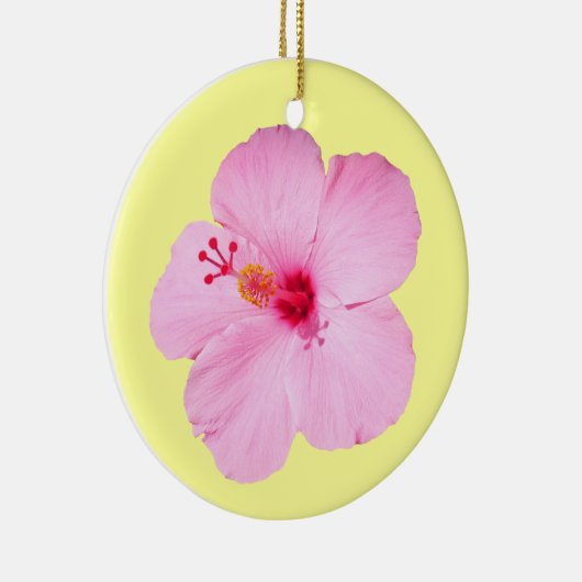 ピンクのハイビスカス熱帯花 セラミックオーナメント (右)