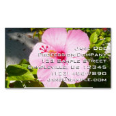 ピンクのハイビスカス熱帯花 マグネット名刺 (正面)