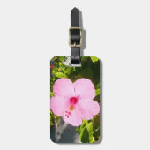 ピンクのハイビスカス熱帯花 ラゲッジタグ (正面縦)