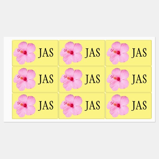ピンクのハイビスカス熱帯花 ラベル (シート)