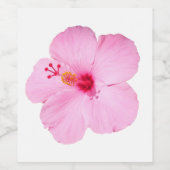 ピンクのハイビスカス熱帯花 ワインラベル (シングルラベル)