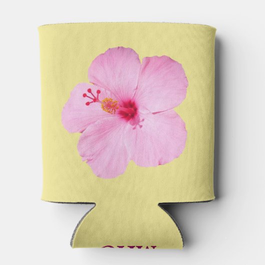 ピンクのハイビスカス熱帯花 缶クーラー (裏面)