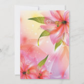 ピンクのハイビスカス結婚フラワーのフローラハート露 案内状 (裏面)