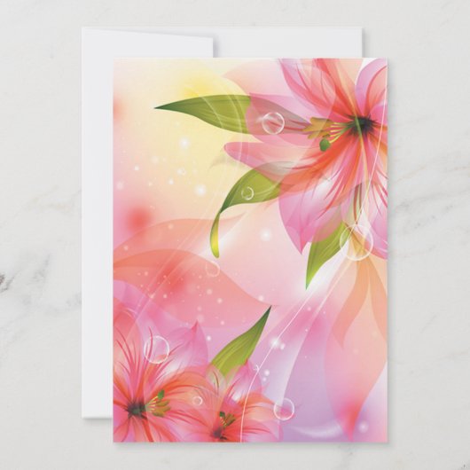 ピンクのハイビスカス結婚フラワーのフローラ 案内状 (裏面)