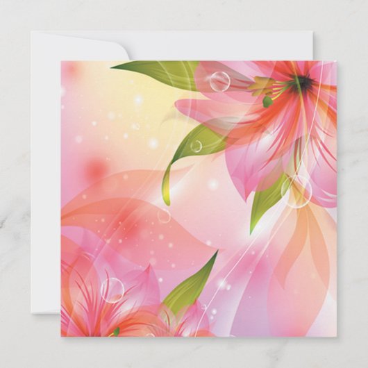 ピンクのハイビスカス結婚フラワーズスクエアカード (裏面)